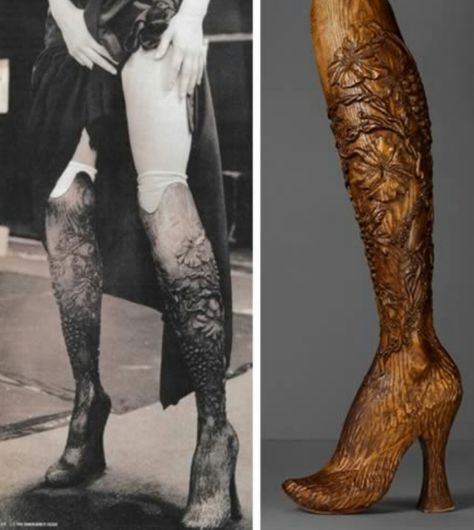 McQueen had these carved prosthetic legs for Aimee Mullins. Mullins is a world-class Paralympic athlete, and she modeled the boots for his 1999 show, No. 13 Aimee Mullins, Prosthetic Limbs, Orthotics And Prosthetics, Prosthetic Leg, Bionic Woman, Savage Beauty, Character Inspiration, Alexander Mcqueen, To Look