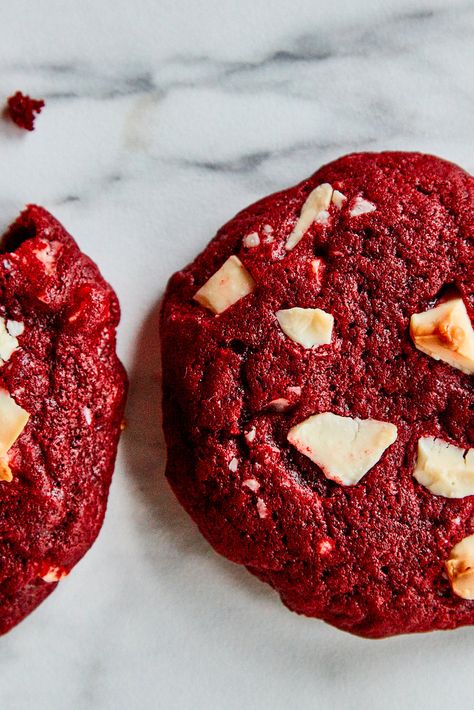 Cookies With White Chocolate, Chocolate Pie With Pudding, Velvet Cookies, White Cookie, Peanut Butter Blossoms, Red Velvet Cookies, Double Chocolate Cookies, Nyt Cooking, Chocolate Chip Recipes