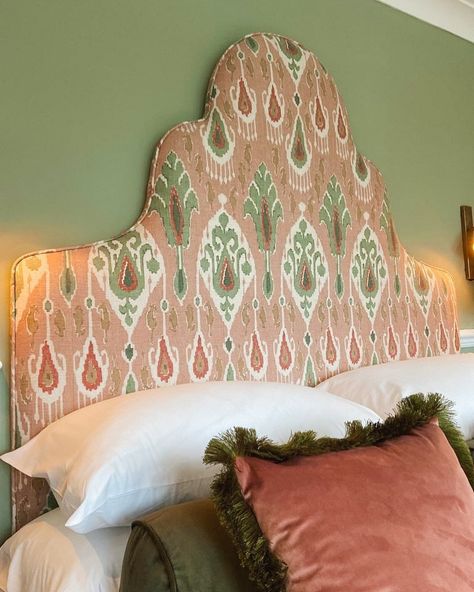 Copeland Interiors | Bury St. Edmunds | We just love how this space turned out! It's a perfect blend of pink and green, with a gorgeous bespoke headboard in GP & J Baker Ikat… | Instagram Ikat Headboard, Bespoke Headboard, Pattern Headboard, Bespoke Headboards, Green Ikat, Gp&j Baker, Bury St Edmunds, Pink Pattern, Beautiful Interiors