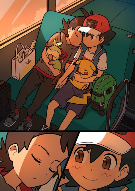 Pokemon Ash And Goh Fanart, Ash Fanart Pokemon, Pokemon Goh Fanart, Ash And Goh Pokemon, Ash And Goh Fanart, Spinning Reference, Pokemon Journeys Fanart, Goh Pokemon Fanart, Pokemon Ash X Gou