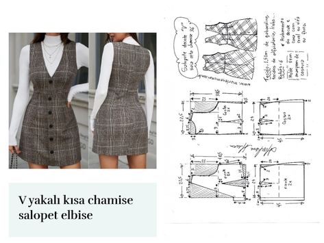 Diy Pinafore Dress, Diy Pinafore, Clothing Pattern Design, Vest Sewing Pattern, Dress Patterns Diy, Sewing Projects Clothes, Sewing Clothes Women, Fashion Design Patterns, Fashion Drawing Dresses