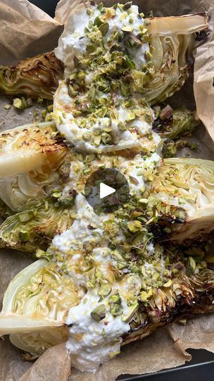 2.7M views · 40K reactions | Baked cabbage with burrata, browned butter, pistachio and lemon🥬🍋🧀 Perfect side dish! 

I’ll send you the link for the recipe in your DM if you want:

🇩🇰Comment “spidskål” for the Danish recipe
🇺🇸Comment “cabbage” for the English recipe

You can also get the recipe in the link in my bio😍  #bagtspidskål #sidedish #burrata | Frederikke Wærens - Food & Cake inspiration | Sabrina Carpenter · Please Please Please Baked Cabbage With Burrata, Buratta Recipe, Danish Recipe, Baked Cabbage, Side Salads, Eating Well Recipes, Roasted Cabbage, Danish Food, Browned Butter