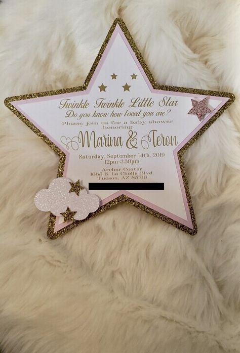 Cricut Baby Shower Invitations, Star Invitations, Butterfly Baby Room, Girl Baby Shower Ideas, Cricut Baby Shower, Pink And Gold Baby Shower, Kids Invitation, Star Baby Shower Theme, Star Baby Shower Invitations