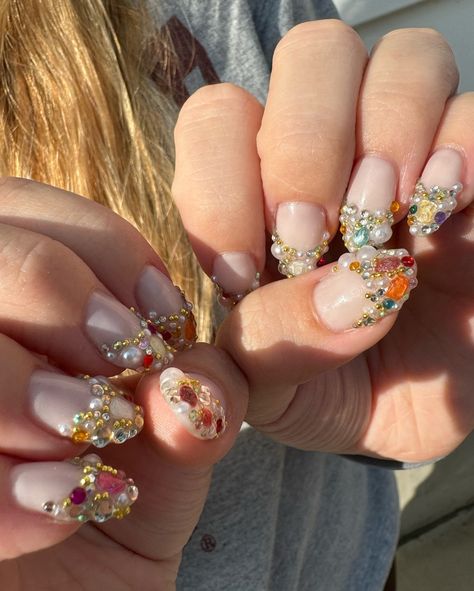 Fall junk nails 🍁🌙✨ . . . #nails #naildesign #naildesign #junknails #nailsnailsnails Fun Nude Nails, Junk Nails, Nails Brown, Nude Nails, Nails Nails, Nail Inspo, Fashion Beauty, Nail Designs, Nail Art