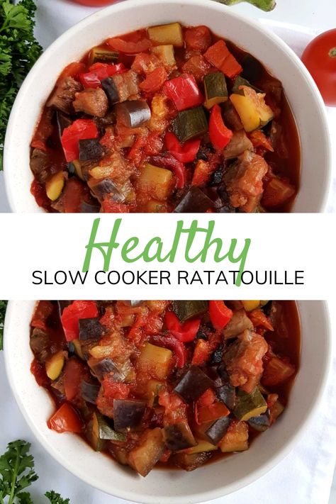 Crockpot Ratatouille Slow Cooker, Slow Cooker Ratatouille Recipe, Crock Pot Ratatouille, Easy Fall Crockpot Recipes Healthy, Crock Pot Veggie Recipes, Easy Slow Cooker Vegetable Soup, Ratatouille Crockpot, Crockpot Ratatouille Recipe, Vegetarian Crock Pot Meals