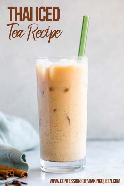 Thai iced tea is a delectable drink made from black tea, spices, and sweetened condensed milk. This easy recipe for Thai iced tea from scratch will be your new favorite afternoon treat! #thaiicedtea #thaiicedtearecipe Recipe Sweetened Condensed Milk, Thai Iced Tea Recipe, Thai Iced Tea, Frozen Drink Recipes, Indian Drinks, Frozen Cocktail Recipes, Black Tea Bags, Iced Tea Recipes, Beverage Recipes