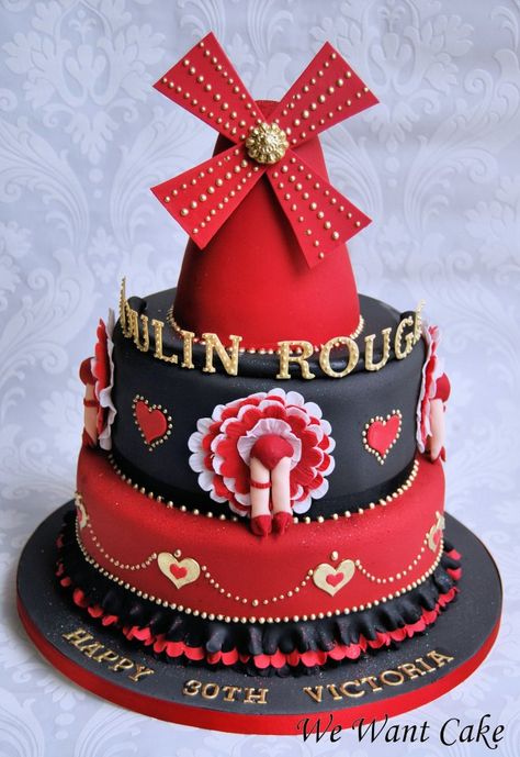 mulin rouge Moulin Rouge Cake, Specialty Cake, 30th Bday, Tiered Cake, Bolo Fake, Awesome Cakes, Lingerie Party, Bday Cake, Decorated Cakes