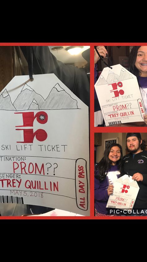 Ski Promposal, Skiing Hoco Proposals, Ski Lift Ticket, Sadie Proposals Ideas, Sadie Hawkins Proposals, Hoco Posters, Sadies Proposal, Sadie Hawkins Dance, Dance Proposals