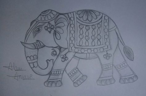 Elephant design drawing Elephant Drawing For Embroidery, Elephant Drawing Embroidery, Animal Aari Work Design, Elephant Drawing For Aari Work, Elephant Tracing Design, Aari Work Elephant Designs, Elephant Aari Design, Elephant Embroidery Design Blouse, Pichwai Elephant