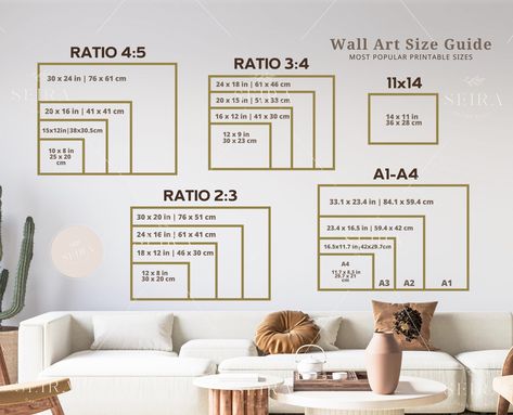 Wall Art Size Guide, Art Size Guide, Wall Art Size, Over The Bed, Minimalist Landscape, Printable Pictures, Bed Office, Wall Bedroom, Pierre Auguste Renoir