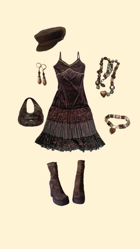 outfit inspo!! ~ 🤎🌙 #outfitinspo #inspo #outfit #brownaesthetic #brown #fairy #fairyoutfit #earthy #earthyvibe #autumn #autumnvibe #fall #fallvibes #grunge #fyp #shuffle #pinterest #fairycore #brownacademia Grunge Fairy Outfit, Shuffle Pinterest, Grunge Fairycore Outfits, Grunge Outfits Aesthetic, Fairycore Outfit, Brown Fairy, Fairycore Dress, Cute Grunge, Fairy Outfit