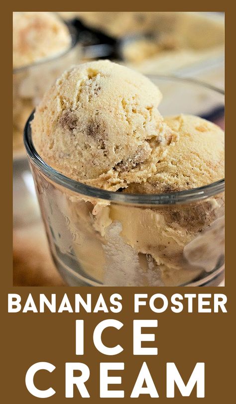 Homemade vanilla ice cream is swirled with caramelized bananas with a hint of cinnamon #recipe #bananasfoster #icecream #nationalicecreammonth #summer #vanilla #homemade #banana Bananas Foster Ice Cream, Banana Foster Ice Cream, Vanilla Homemade, Cinnamon Recipe, Baked Breads, Family Desserts, Homemade Vanilla Ice Cream, Frozen Dessert Recipe, Caramelized Bananas