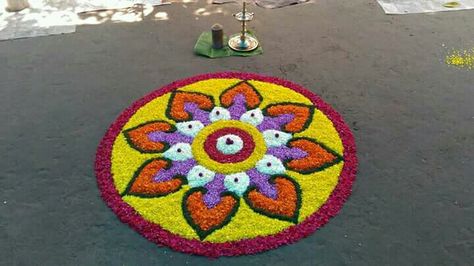 Onam Flower Carpet, Rangoli Designs Ideas, Diwali Pics, Onam Pookalam Design, Flower Rangoli Designs, Onam Pookalam, Pookalam Design, Alter Decor, Flower Carpet