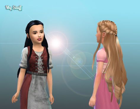 My Stuff — Tauriel Hairstyle for Girls Download I received... Ts4 Hair, Medieval Hairstyles, Sims Clothes, Sims 4 Children, Rapunzel Hair, Tauriel, Female Hair, Sims Hair, Cc Sims