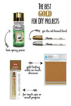 The Best Gold for DIY Projects #howdoesshe #crafting #decoratingwithgold howdoesshe.com Best Spray Paint, Desk Diy, Gold Spray Paint, Gold Spray, Diy Oils, Gold Diy, Cool Diy Projects, Crafty Diy, Craft Time