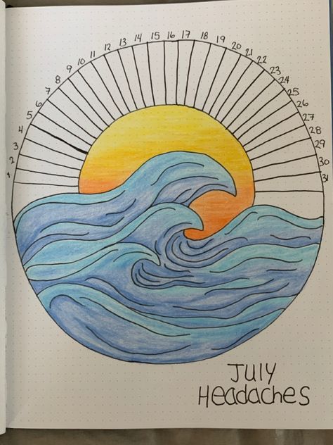 Bujo Sun Theme, Ocean Mood Tracker, Summer Mood Tracker, Mood Tracking, Journal 2023, Journal Tracker, Journal 2024, Creative Notebooks, Bullet Journal Ideas Templates