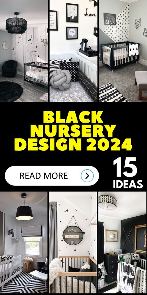 A gender-neutral palette takes center stage with the nursery room design's black theme for 2024, providing an adaptable backdrop for growth and imagination. Furnishing the space with a versatile black crib, accented by timeless colors like white and beige, the room promises to evolve along with your child. Black And White Modern Nursery, Gender Neutral Nursery Black Crib, Black Baby Room Nurseries, Black And White Nursery Ideas, Black And Cream Nursery, Black And Neutral Nursery, Black And Beige Nursery, Nursery With Black Furniture, Black White And Grey Nursery