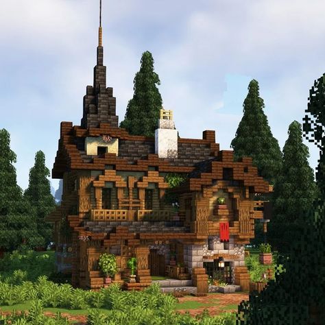 Minecraft Village Farm, Spruce Farmhouse Minecraft, Minecraft Tudor House, Medevil Minecraft Ideas, Minecraft Outpost Ideas, Starter Medieval House Minecraft, Cute Medieval Minecraft House, Medieval Houses Minecraft, Minecraft House Medieval