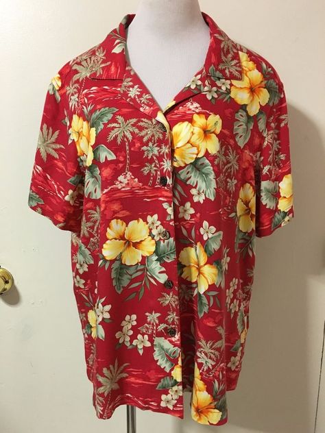 Mens Red Jamaica Bay Floral Button Front Hawaiian Shirt 1X #JamaicaBay #Hawaiian Red Polo Outfit, Casual Red Collared Hawaiian Shirt, Relaxed Fit Red Printed Hawaiian Shirt, Red Hawaiian Shirt, Red Hawaiian Button-up Shirt For Vacation, Hawaiian Polo, Red Cotton Button-up Hawaiian Shirt, Red Polo, Disney Bounds