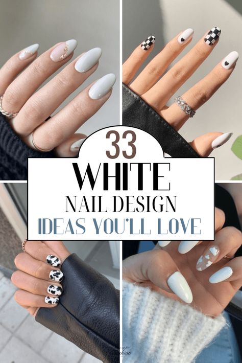 33 White Nail Design Ideas That You’ll Love - Wake Up For Fashion Sparkly White Nails, White Nail Design Ideas, Long White Nails, Marble Nail Design, White Nail Design, Marble Acrylic Nails, Brown Nail Art, Checkered Nails, Marble Nail Designs