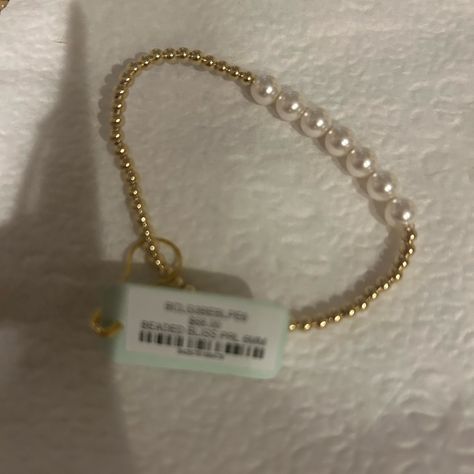 This Is An E.Newton Beaded Bliss Gold Beaded Bracelet Nwt. It Is Gold Small Beaded With Larger White Pearl Beads. Gorgeous Bracelet! E Newton Bracelets, Newton Jewelry, Gold Beaded Bracelet, Knot Bangle, Healing Gemstone Bracelets, Awareness Bracelet, Gold Bead Bracelets, Pandora Style, Heart Logo