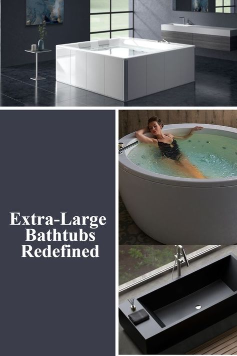 🛀⭐Introduction To Extra-Large Bathtub Shopping. Shop Aquatica’s extensive collection of extra-large freestanding, built-in, and corner bathtubs, large jetted bathtubs , available in white, black, and concrete colors. Extra Large Bathtub, Large Soaking Tub For Two, Large Freestanding Bathtub, Xl Bathtub, Master Bathtub Ideas, Freestanding Tubs In Master Bath, Oversized Tub, Wide Bathtub, Bathroom 2023