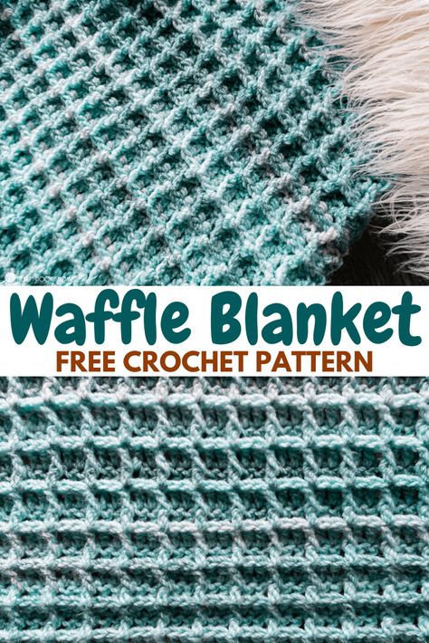 This waffle blanket crochet pattern makes for a squishy, comfortable throw. Make a thick and warm, and super squishy crochet blanket for someone you love! Chevron Crochet Blanket Pattern, Motifs Afghans, Crochet Blanket Chevron, Crochet Throw Pattern, Crochet Baby Blanket Free Pattern, Crochet Blanket Pattern Easy, Crochet Afghan Patterns Free, Gilet Crochet, Crocheted Blanket