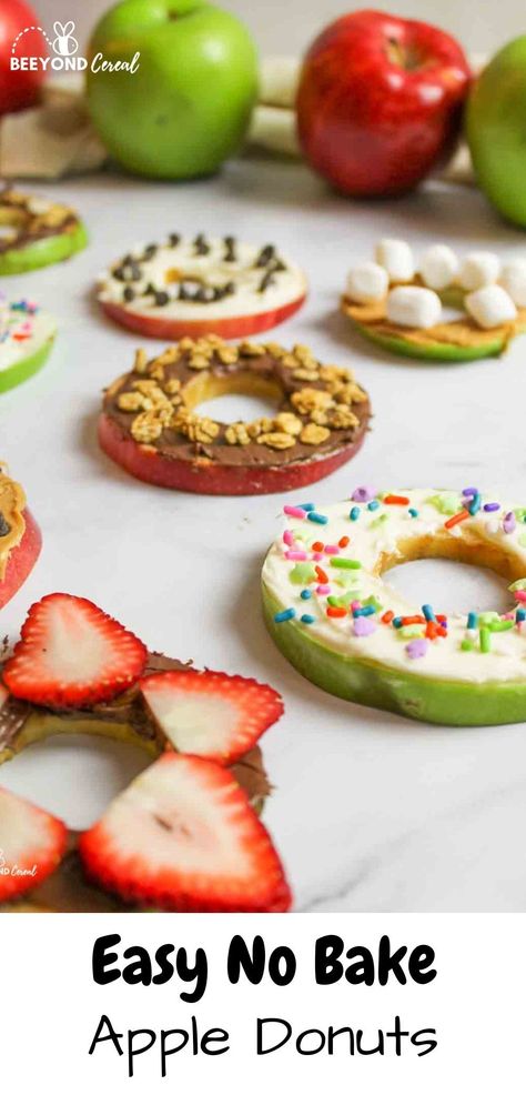 Healthy Kids Snacks Easy, Preschool Cooking, Apple Snacks, Apple Donuts, Healthy Donuts, Apple Chips, Less Sugar, Healthy Apple, Fruit Breakfast