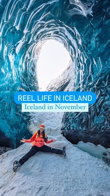 Iceland November, Iceland In November, Ice Cave Iceland, Winter In Iceland, Iceland Map, Black Sand Beaches, Iceland Vacation, Natural Hot Springs, The Golden Circle