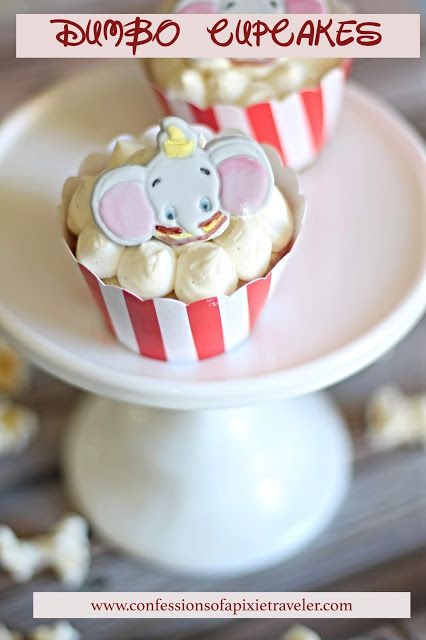 Dumbo Cupcakes Dumbo Cupcakes, Dumbo Cake, Dumbo Birthday, Vanilla Bean Cupcakes, Baby Dumbo, Kids Cookbook, Recipe Generator, Edible Paint, Butter Popcorn