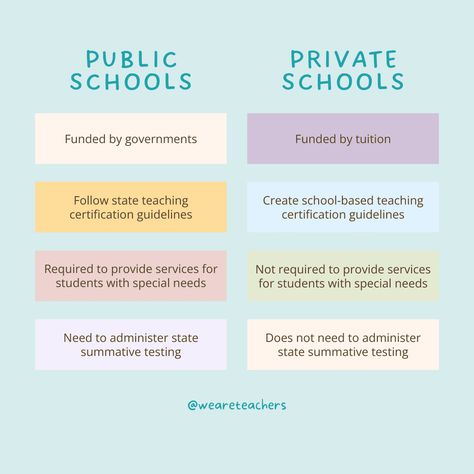 What are the differences between private and public school? From pressures and test scores to training and pay, here's all you need to know. Private Vs Public School, Private School Vs Public, Teacher Career, Teacher Salary, First Year Teaching, Professional Development For Teachers, School Essay, We Are Teachers, Classroom Management Tips