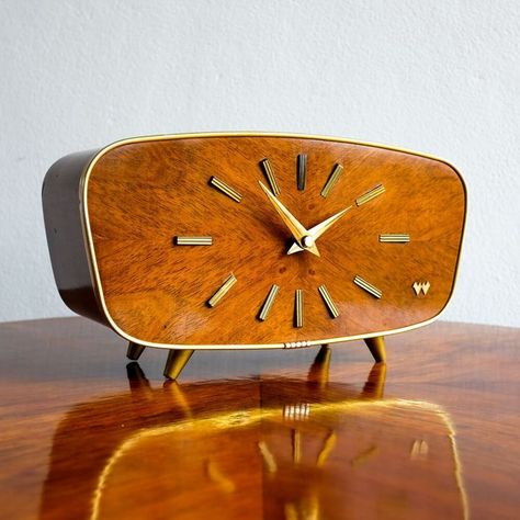 Wooden Clock, Clock, Mid Century, Weimar