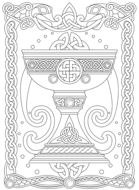 From: Creative Haven Celtic Fantasy Coloring Book Viking Coloring Pages, Celtic Coloring Pages, Fantasy Coloring Pages For Adults, Dover Coloring Pages, Celtic Knot Drawing, Celtic Coloring, Celtic Star, Witch Coloring Pages, Adult Coloring Designs