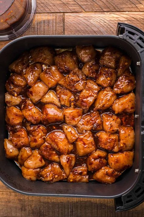 Baked Firecracker Chicken, Firecracker Chicken Air Fryer, Airfryer Asian Recipes, Firecracker Chicken Wraps, Air Fryer Barbecue Chicken, Spicy Air Fryer Chicken, Firecracker Recipe, Air Fryer Meat, Current Recipes