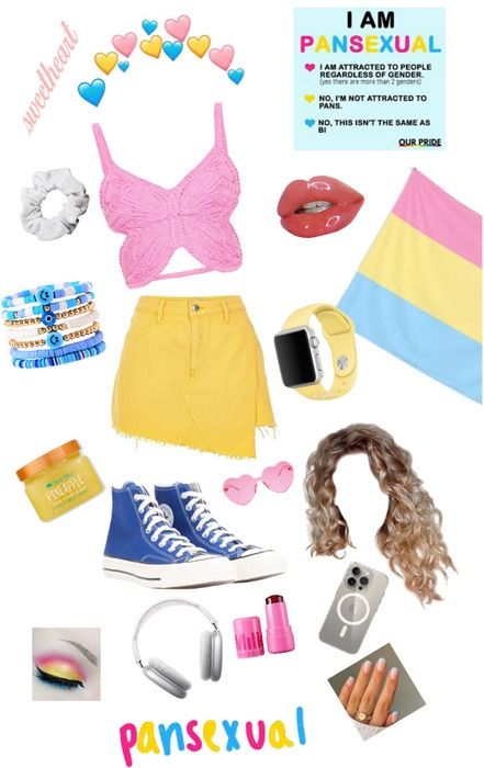 Pride Outfit | ShopLook Simple Pride Outfit, Pride Month Outfit Ideas, Pride Parade Outfit Ideas, Parade Outfit Ideas, Pride Month Outfit, Yellow Denim Skirt, Parade Outfit, Pride Parade Outfit, Outfit Ideas Aesthetic