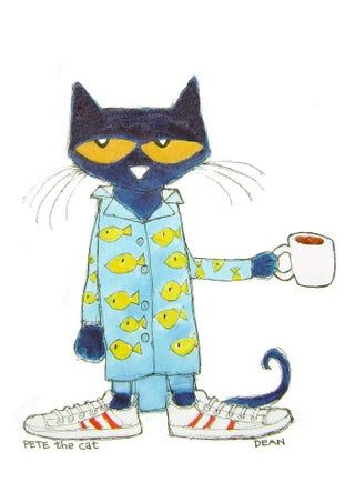 Pete The Cat, A Cat, A Coffee, Coffee Cup, Pajamas, Fish, Coffee