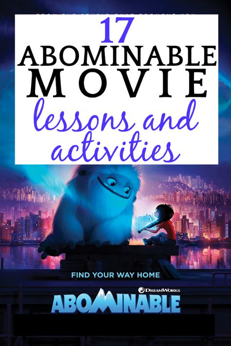 17 Abominable Movie Lessons and Activities for Kids Abominable Movie, Movie Lesson Plans, Cute Yeti, Homeschooling Kindergarten, Fun Lesson Plans, Movies For Kids, Winter Activities For Kids, Teaching Lessons, Kindergarten Lesson Plans