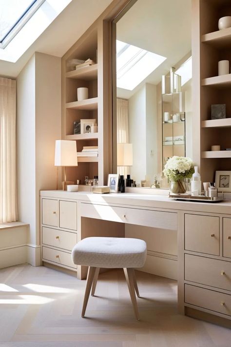 Built In Makeup Desk, Built In Vanity Bedroom, Built In Vanity In Bedroom, Vanity In Bedroom, Built In Vanity, Vanity Bedroom, Makeup Desk, Bedroom Vanity, Bedroom Windows