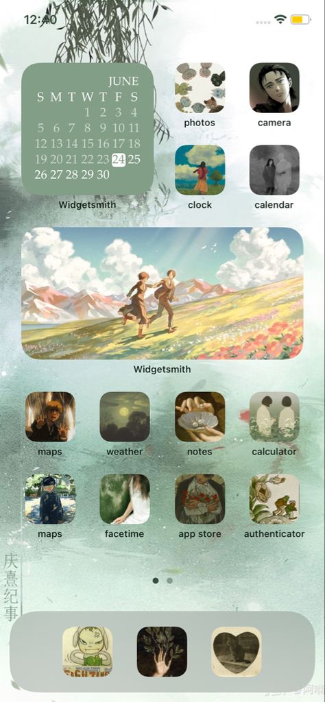 Aot Homescreen Layout, Aot Homescreen, Aot Lockscreen, Layouts Iphone, Lock Screen Layout, Ios 15 Homescreen, Home Screen Layouts, Aot Wallpaper, Phone Customization