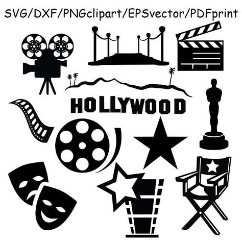 Hollywood SVG bundle hollywood clipart movie star svg Old Hollywood Drawing, Hollywood Doodles, Hollywood Graphic Design, Movie Svg Free, Hollywood Clipart, Hollywood Homecoming, Hollywood Illustration, Hollywood Drawing, Hollywood Tattoo