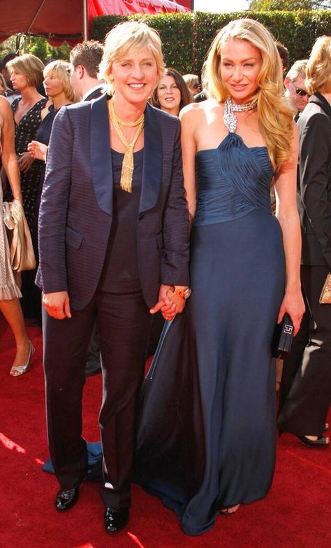 Portia De Rossi Style, Ellen Degeneres And Portia, Ellen And Portia, Portia De Rossi, The Emmys, Famous Couples, Ellen Degeneres, Best Dressed, Famous Faces