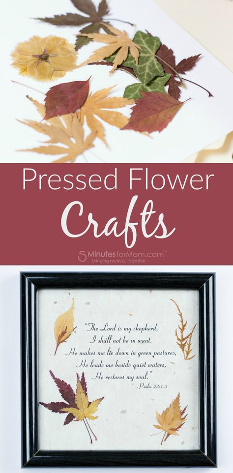 Pressed Flower Crafts - Using dried flowers and dried leaves for crafts with your kids of all ages Dried Leaves Crafts, Dried Leaves Art, Leaf And Flower Pressing, Quick Pressed Flowers, Pressed Flower Art Wreath, Pressed Fall Leaf Art, Leaf Pressing, Drying Leaves, Flowers Crafts For Kids