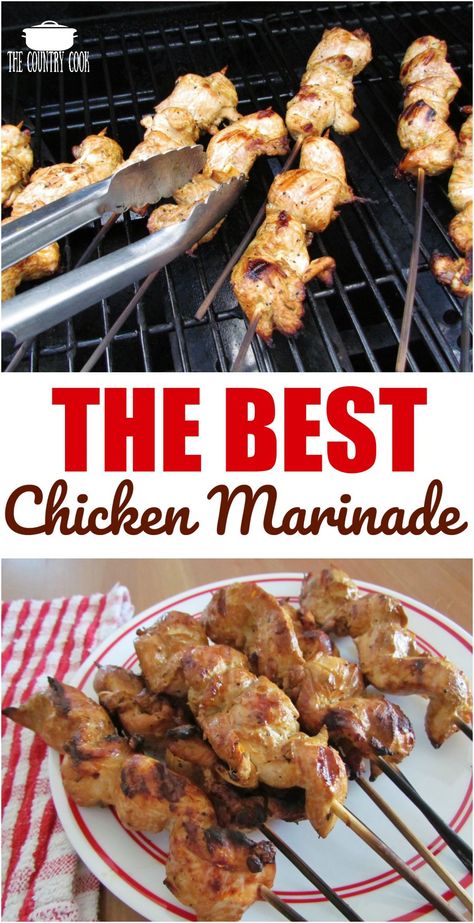 Chicken Sosatie Marinade, Chicken Tender Marinade, Cook Chicken Recipes, Grill Kabobs, Chicken Recipes Ideas, Kabob Marinade Recipes, Chicken Receipe, Recipe For Grilled Chicken, Best Grilled Chicken Marinade