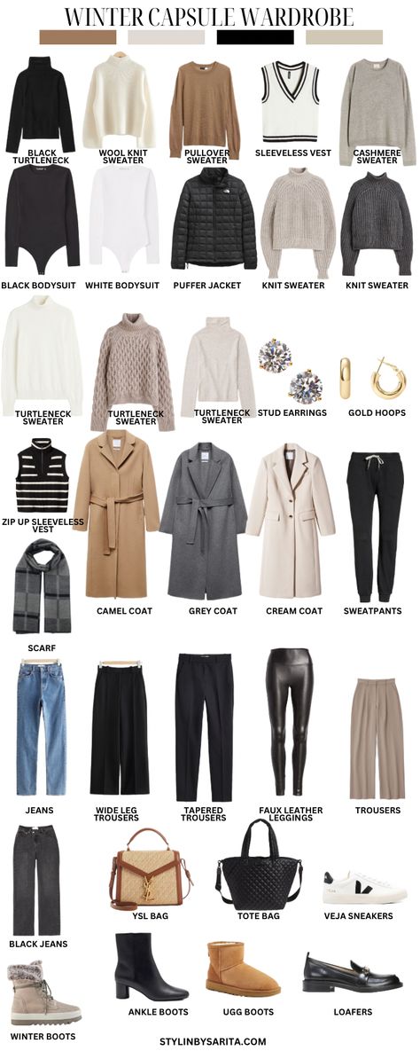 WINTER CAPSULE WARDROBE 2023 | OUTFITS YOU'LL LOVE - Stylin by Sarita Spring Outfits Cold Weather, Winter Capsule Wardrobe 2023, Cold Weather Packing, Capsule Wardrobe 2023, Cold Weather Outfits Winter, Capsule Wardrobe Casual, Capsule Wardrobe Women, 2023 Outfits, Travel 2024