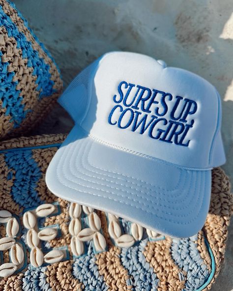 TULUM COLLECTION IS LIVE 🐚💙🌊🏝️🫶🏼 #kenzkustomz #newcollection #taptoshop #newarrivals #truckerhat #beach #spf #beachbag Backpack Gift, Blue Embroidery, Surfs Up, Back In Stock, Anklet Jewelry, Book Decor, Beach Wears, Mom Outfits, Fine Jewellery Earrings