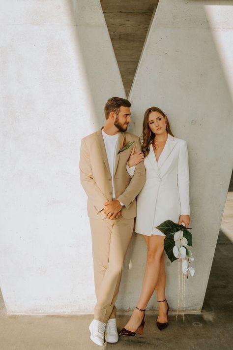 Prenuptial Photoshoot, Courthouse Wedding Photos, Wedding Fotos, Bespoke Suits, Pre Wedding Photoshoot Outfit, Civil Wedding Dresses, Wedding Picture Poses, Wedding Court, Rooftop Wedding