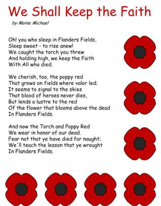 poem:  We Shall Keep the Faith Anzac Day Quotes, Remembrance Day Poems, Remembrance Day Quotes, Remembrance Day Activities, Remembrance Day Art, Veterans Day Activities, Poppy Craft, Canadian Things, Remembrance Day Poppy