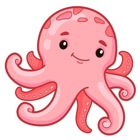 Cute octopus cartoon Cartoon Octopus Drawing, School Flashcards, Octopus Clipart, Squid Drawing, Octopus Cartoon, Sea Murals, Cartoon Octopus, Yellow Octopus, Fish Cartoon