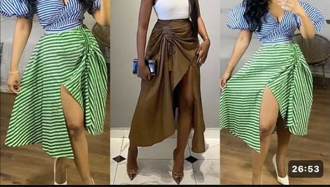 Ruched Skirt Pattern, Ruched Skirt Outfit, Beginner Sewing Projects, Half Circle Skirt, Skirt Circle, Clothing Pattern Design, African Clothes, Fashion Design Patterns, Beginner Sewing