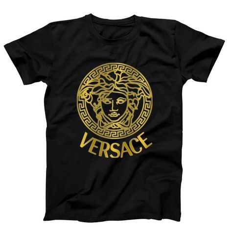 Versace T Shirt Men, Versace Mens Shirt, Versace Tshirt, Designer Tees, Versace T Shirt, Money Motivation, Black Men Fashion Swag, Versace Logo, Custom Tee Shirts